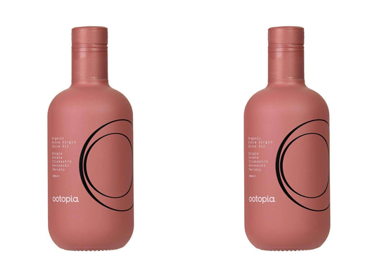 Ootopia Greek Extra Virgin Olive Oil -(2 Pack) Cold Pressed Organic Koroneiki Oil Made from 100% Pure Early Harvest Koroneiki Olives - Polyphenol Rich, Glass Bottle (16.9 Fl Oz)