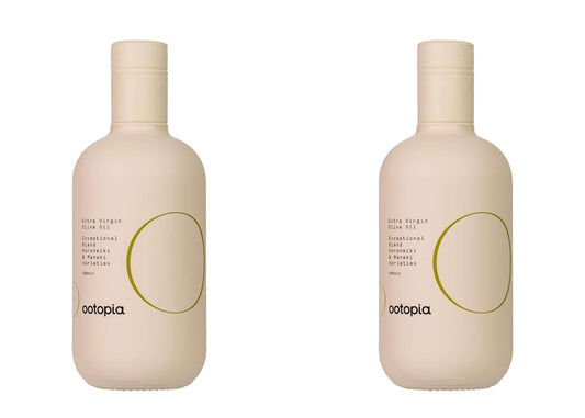 Ootopia Greek Extra Virgin Olive Oil - (2 Pack) Cold Pressed Organic Koroneiki and Manaki Oil Blend Made from 100% Pure Early Harvest Koroneiki and Manaki Olives - Polyphenol Rich, Glass Bottle (16.9 Fl Oz)