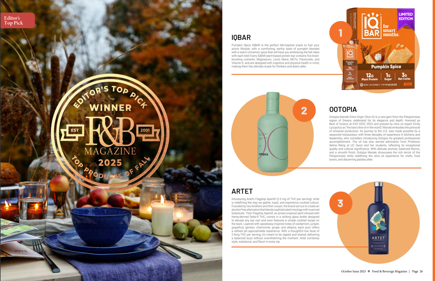 Ootopia Manaki Extra Virgin Olive Oil – Editor’s Pick Food & Beverage Magazine October 2025