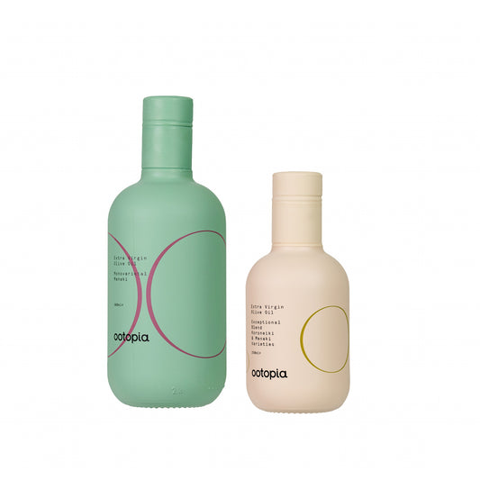 Ootopia Manaki & Ootopia Blend Extra Virgin Olive Oil Combo – 500ml & 250ml Bottles | Discover Greece’s Most Elegant and Balanced EVOOs