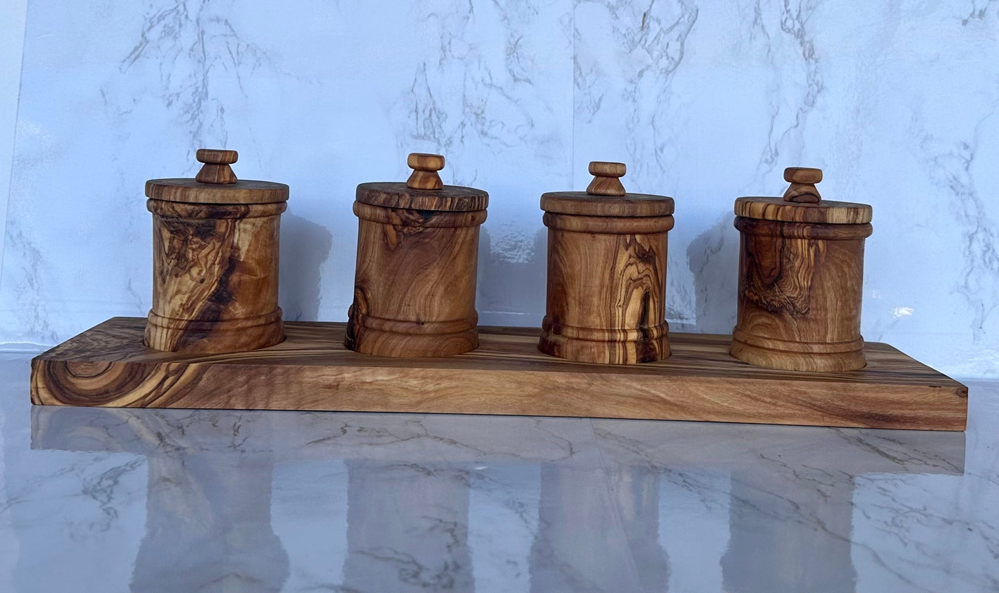 Olive Wood Canister Set