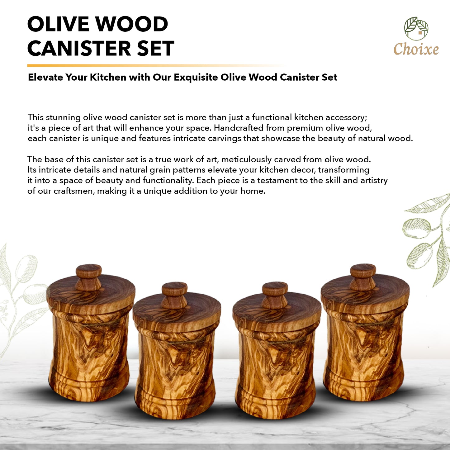 Olive Wood Canister Set